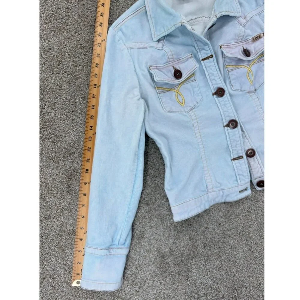 Vintage Z. Cavaricci Corduroy Trucker Jacket Women's S Blue Pink Barbie Boho Y2K